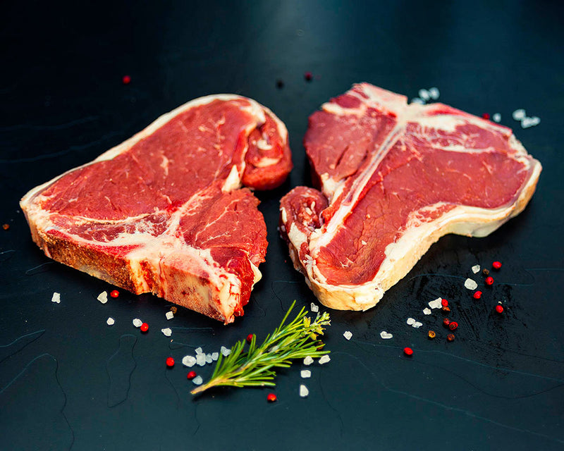 Beef T-Bone Steak - 2 Pieces <br> [Grain Fed Yearling] <br> (~1.1kg pack)